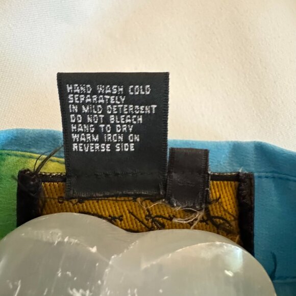 Diane Gilman Women's 100% Silk Blouse Tropical Size Medium Palm Trees, Sail Boat - Picture 14 of 15